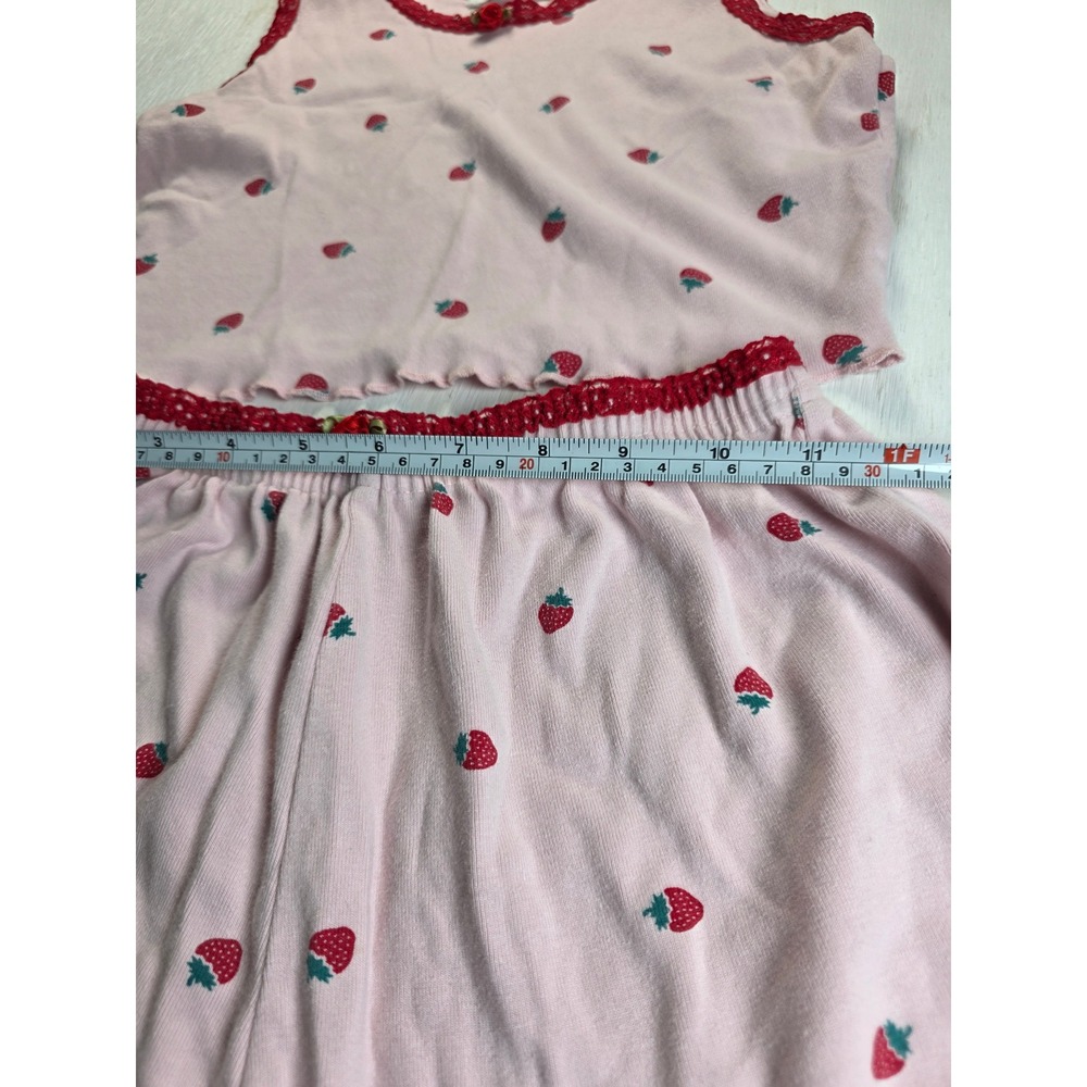 Love & Lazy Days Strawberry Pajama Set Pink Cotton Lace Cottagecore Kids Small - Picture 3 of 6